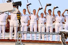 Princess Leonor Arriving On Board Juan Sebastian Elcano - NYC