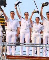 Princess Leonor Arriving On Board Juan Sebastian Elcano - NYC