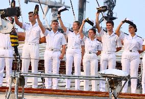 Princess Leonor Arriving On Board Juan Sebastian Elcano - NYC