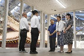 Emperor visits Shuri Castle in Okinawa
