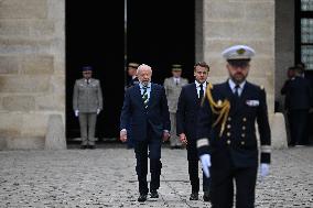 Brazil's President Official Welcoming Ceremony at The Hotel Des Invalides in Paris