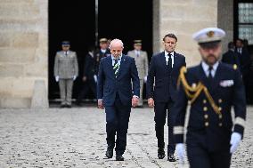 Brazil's President Official Welcoming Ceremony at The Hotel Des Invalides in Paris