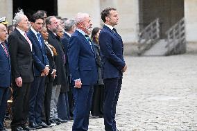 Brazil's President Official Welcoming Ceremony at The Hotel Des Invalides in Paris