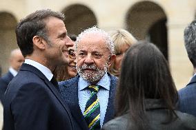 Brazil's President Official Welcoming Ceremony at The Hotel Des Invalides in Paris