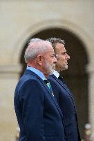 Brazil's President Official Welcoming Ceremony at The Hotel Des Invalides in Paris
