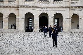 Brazil's President Official Welcoming Ceremony at The Hotel Des Invalides in Paris