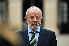 Brazil's President Official Welcoming Ceremony at The Hotel Des Invalides in Paris