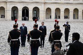 Brazil's President Official Welcoming Ceremony at The Hotel Des Invalides in Paris