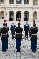 Brazil's President Official Welcoming Ceremony at The Hotel Des Invalides in Paris