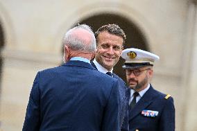 Brazil's President Official Welcoming Ceremony at The Hotel Des Invalides in Paris