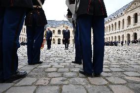 Brazil's President Official Welcoming Ceremony at The Hotel Des Invalides in Paris