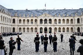 Brazil's President Official Welcoming Ceremony at The Hotel Des Invalides in Paris
