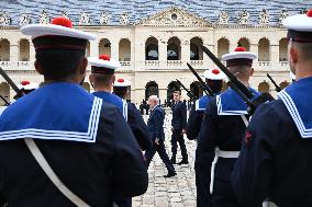 Brazil's President Official Welcoming Ceremony at The Hotel Des Invalides in Paris