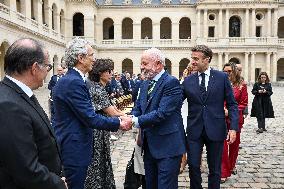 Brazil's President Official Welcoming Ceremony at The Hotel Des Invalides in Paris