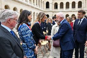 Brazil's President Official Welcoming Ceremony at The Hotel Des Invalides in Paris