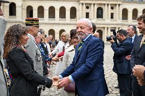 Brazil's President Official Welcoming Ceremony at The Hotel Des Invalides in Paris