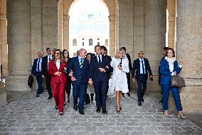 Brazil's President Official Welcoming Ceremony at The Hotel Des Invalides in Paris