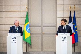 Macron And Lula Press Conference - Paris