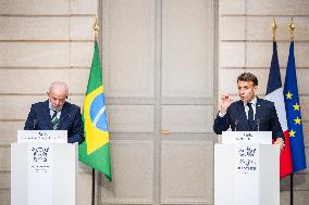 Macron And Lula Press Conference - Paris