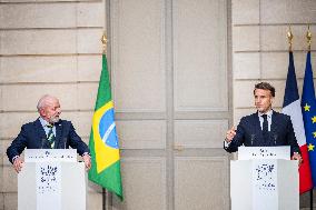Macron And Lula Press Conference - Paris