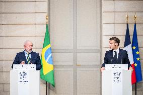 Macron And Lula Press Conference - Paris