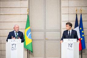 Macron And Lula Press Conference - Paris