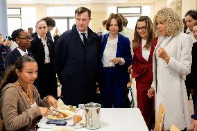 Brigitte Macron and Rosangela Lula da Silva Visit Cite Scolaire Montaigne - Paris