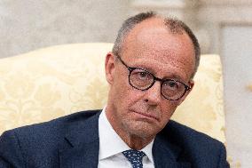 President Donald J Trump meets with Chancellor of Germany Friedrich Merz