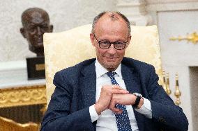 President Donald J Trump meets with Chancellor of Germany Friedrich Merz