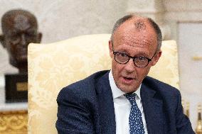 President Donald J Trump meets with Chancellor of Germany Friedrich Merz