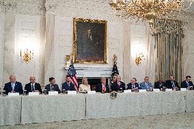 President Donald J Trump participates in a Roundtable Discussion with members of the Fraternal Order of Police