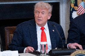 President Donald J Trump participates in a Roundtable Discussion with members of the Fraternal Order of Police