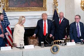 President Donald J Trump participates in a Roundtable Discussion with members of the Fraternal Order of Police