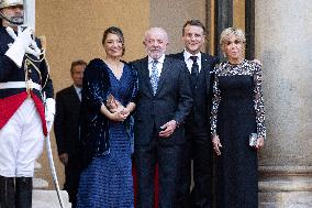 Emmanuel Macron welcomes Luiz Inacio Lula da Silva for a State diner at the Elysee - Paris