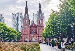 Xujiahui Catholic Church Square in Shanghai