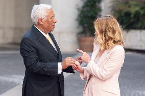 PM Giorgia Meloni Meets Antonio Costa - Rome