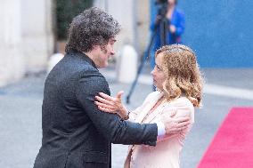 PM Giorgia Meloni Receives President Javier Milei - Italy