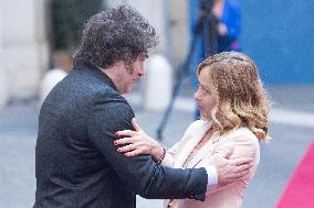 PM Giorgia Meloni Receives President Javier Milei - Italy