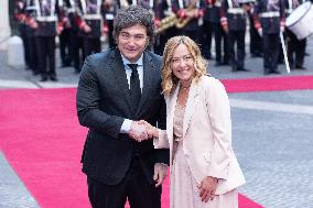 PM Giorgia Meloni Receives President Javier Milei - Italy