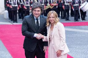 PM Giorgia Meloni Receives President Javier Milei - Italy