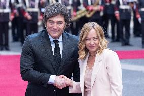 PM Giorgia Meloni Receives President Javier Milei - Italy