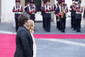 PM Giorgia Meloni Receives President Javier Milei - Italy