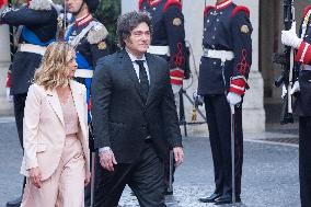 PM Giorgia Meloni Receives President Javier Milei - Italy