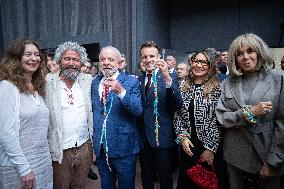 Macron and Lula visit of the exhibition of Ernesto Neto at the Grand Palais museum - Paris