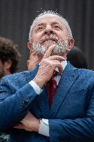 Macron and Lula visit of the exhibition of Ernesto Neto at the Grand Palais museum - Paris