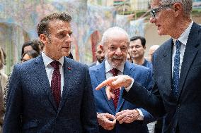 Macron and Lula visit of the exhibition of Ernesto Neto at the Grand Palais museum - Paris