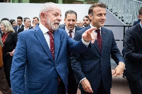 Macron and Lula visit of the exhibition of Ernesto Neto at the Grand Palais museum - Paris