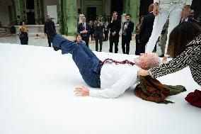 Macron and Lula visit of the exhibition of Ernesto Neto at the Grand Palais museum - Paris