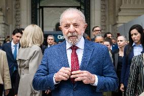 Macron and Lula visit of the exhibition of Ernesto Neto at the Grand Palais museum - Paris