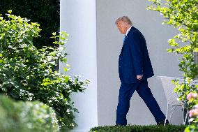 US President Donald J. Trump departs the White House for the weekend